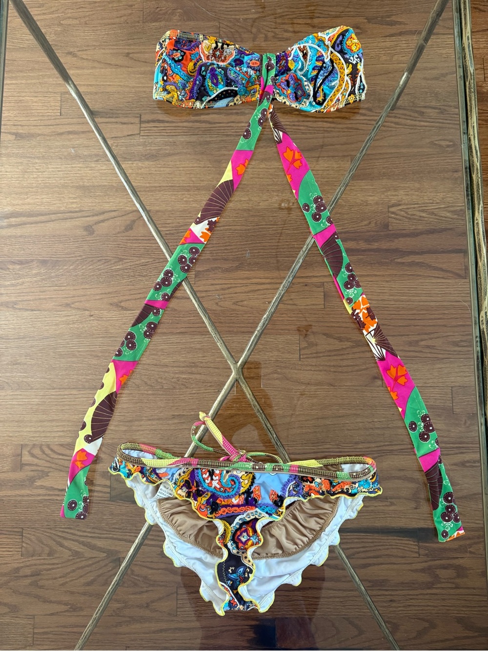 Agua Bendita Rare Carousel Edition Hand Embroidered Crochet Beadwork Bikini Sz S - Picture 3 of 16